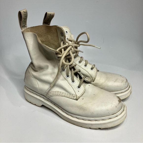 Dr. Martens 1460 Pascal Mono lace up boots white off white size 7 - Picture 2 of 8